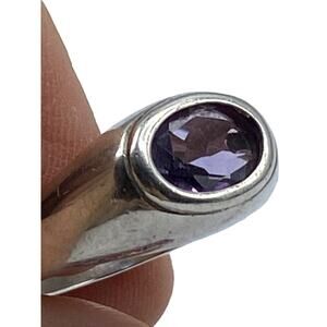 Oval Amethyst 11x8mm 925 Sterling Silver Ring 7